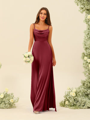 Sheath/Column Spaghetti Straps Split Side Bridesmaid Dresses