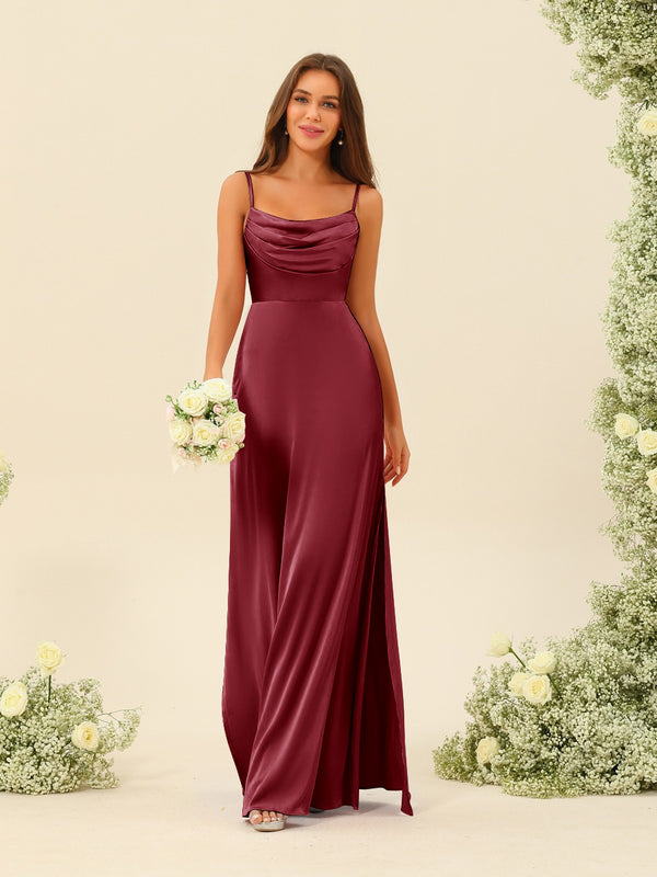 Sheath/Column Spaghetti Straps Split Side Bridesmaid Dresses