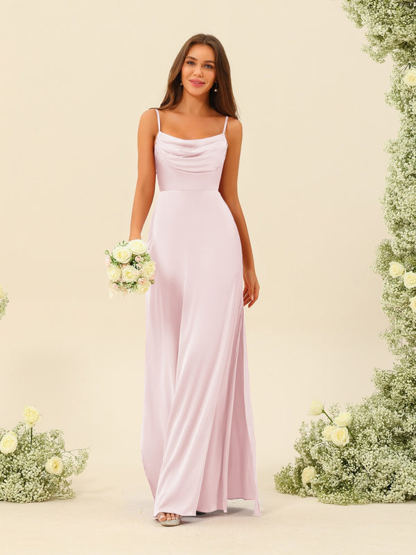 Sheath/Column Spaghetti Straps Split Side Bridesmaid Dresses