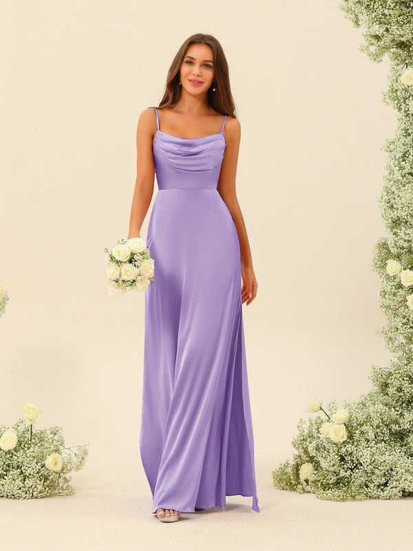 Sheath/Column Spaghetti Straps Split Side Bridesmaid Dresses