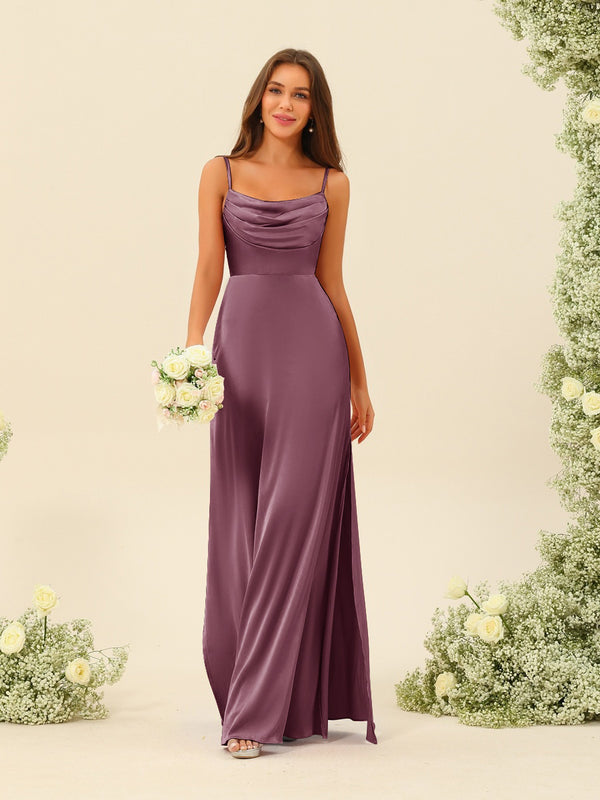 Sheath/Column Spaghetti Straps Split Side Bridesmaid Dresses