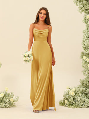 Sheath/Column Spaghetti Straps Split Side Bridesmaid Dresses