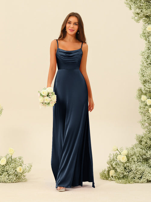 Sheath/Column Spaghetti Straps Split Side Bridesmaid Dresses