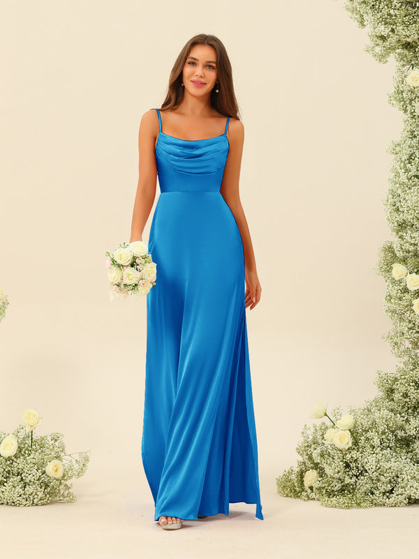 Sheath/Column Spaghetti Straps Split Side Bridesmaid Dresses