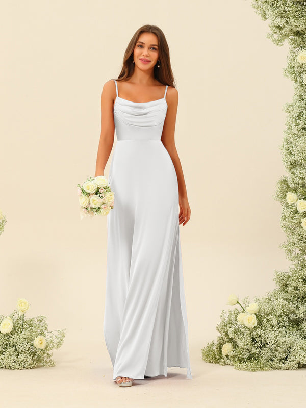 Sheath/Column Spaghetti Straps Split Side Bridesmaid Dresses