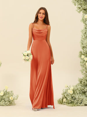 Sheath/Column Spaghetti Straps Split Side Bridesmaid Dresses