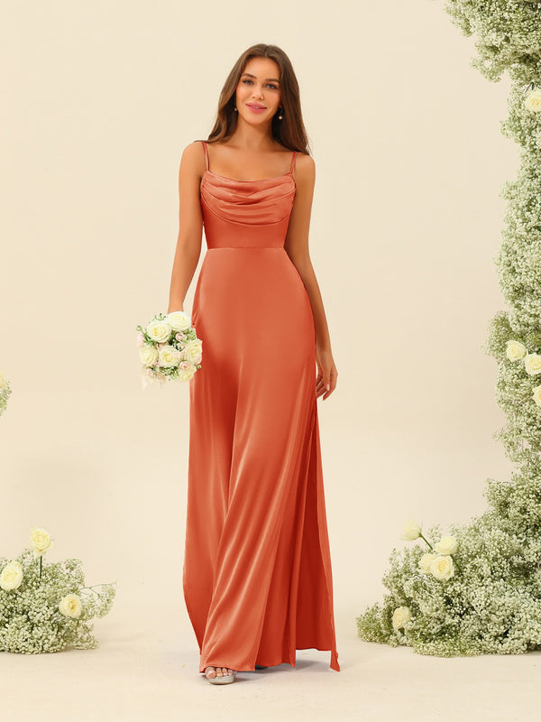 Sheath/Column Spaghetti Straps Split Side Bridesmaid Dresses