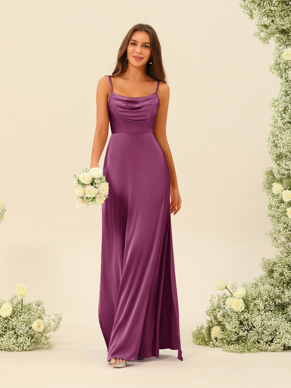 Sheath/Column Spaghetti Straps Split Side Bridesmaid Dresses