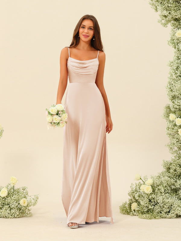 Sheath/Column Spaghetti Straps Split Side Bridesmaid Dresses