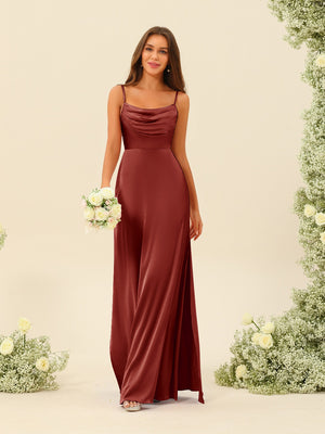 Sheath/Column Spaghetti Straps Split Side Bridesmaid Dresses