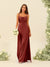 Sheath/Column Spaghetti Straps Split Side Bridesmaid Dresses