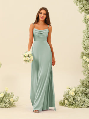 Sheath/Column Spaghetti Straps Split Side Bridesmaid Dresses