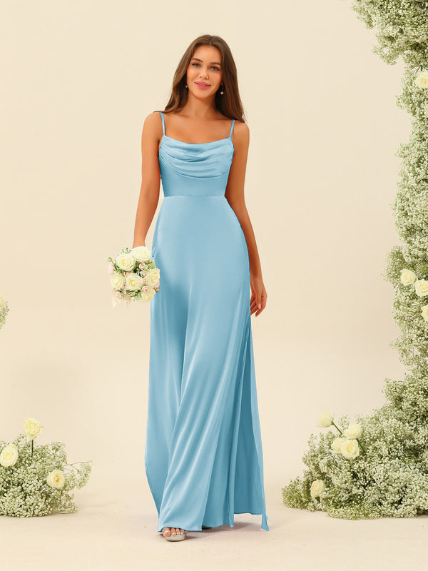 Sheath/Column Spaghetti Straps Split Side Bridesmaid Dresses
