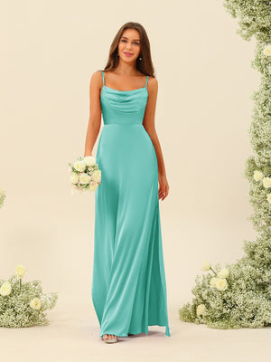 Sheath/Column Spaghetti Straps Split Side Bridesmaid Dresses