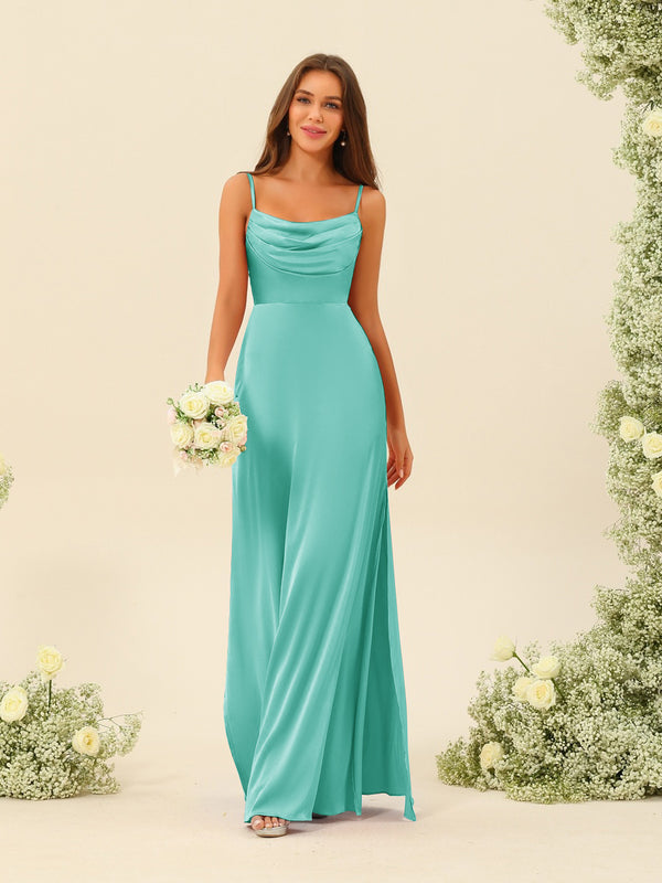 Sheath/Column Spaghetti Straps Split Side Bridesmaid Dresses