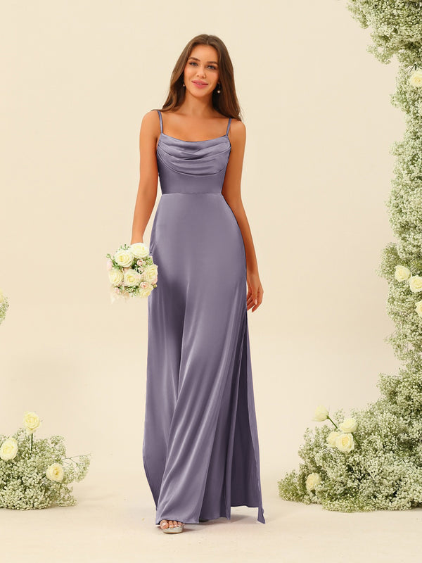 Sheath/Column Spaghetti Straps Split Side Bridesmaid Dresses