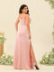 Sheath/Column Spaghetti Straps Split Side Plus Size Bridesmaid Dresses