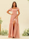 A-Line/Princess Ruffles Floor-Length Short Sleeves Bridesmaid Dresses