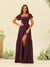 A-Line/Princess Ruffles Floor-Length Short Sleeves Bridesmaid Dresses