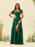 A-Line/Princess Ruffles Floor-Length Short Sleeves Bridesmaid Dresses