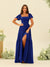 A-Line/Princess Ruffles Floor-Length Short Sleeves Bridesmaid Dresses