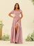 A-Line/Princess Ruffles Floor-Length Short Sleeves Bridesmaid Dresses
