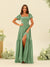 A-Line/Princess Ruffles Floor-Length Short Sleeves Bridesmaid Dresses