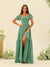A-Line/Princess Ruffles Floor-Length Short Sleeves Bridesmaid Dresses