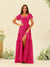 A-Line/Princess Ruffles Floor-Length Short Sleeves Bridesmaid Dresses