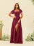 A-Line/Princess Ruffles Floor-Length Short Sleeves Bridesmaid Dresses