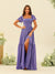A-Line/Princess Ruffles Floor-Length Short Sleeves Bridesmaid Dresses