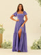 A-Line/Princess Ruffles Floor-Length Short Sleeves Bridesmaid Dresses