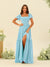 A-Line/Princess Ruffles Floor-Length Short Sleeves Bridesmaid Dresses