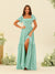 A-Line/Princess Ruffles Floor-Length Short Sleeves Bridesmaid Dresses