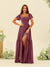 A-Line/Princess Ruffles Floor-Length Short Sleeves Bridesmaid Dresses