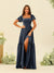 A-Line/Princess Ruffles Floor-Length Short Sleeves Bridesmaid Dresses