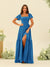 A-Line/Princess Ruffles Floor-Length Short Sleeves Bridesmaid Dresses