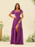 A-Line/Princess Ruffles Floor-Length Short Sleeves Bridesmaid Dresses