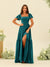 A-Line/Princess Ruffles Floor-Length Short Sleeves Bridesmaid Dresses