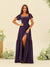 A-Line/Princess Ruffles Floor-Length Short Sleeves Bridesmaid Dresses