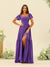 A-Line/Princess Ruffles Floor-Length Short Sleeves Bridesmaid Dresses