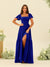 A-Line/Princess Ruffles Floor-Length Short Sleeves Bridesmaid Dresses