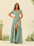 A-Line/Princess Ruffles Floor-Length Short Sleeves Bridesmaid Dresses
