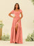 A-Line/Princess Ruffles Floor-Length Short Sleeves Bridesmaid Dresses