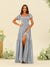 A-Line/Princess Ruffles Floor-Length Short Sleeves Bridesmaid Dresses