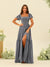 A-Line/Princess Ruffles Floor-Length Short Sleeves Bridesmaid Dresses