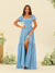 A-Line/Princess Ruffles Floor-Length Short Sleeves Bridesmaid Dresses