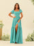 A-Line/Princess Ruffles Floor-Length Short Sleeves Bridesmaid Dresses