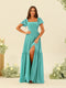 A-Line/Princess Ruffles Floor-Length Short Sleeves Bridesmaid Dresses