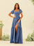 A-Line/Princess Ruffles Floor-Length Short Sleeves Bridesmaid Dresses